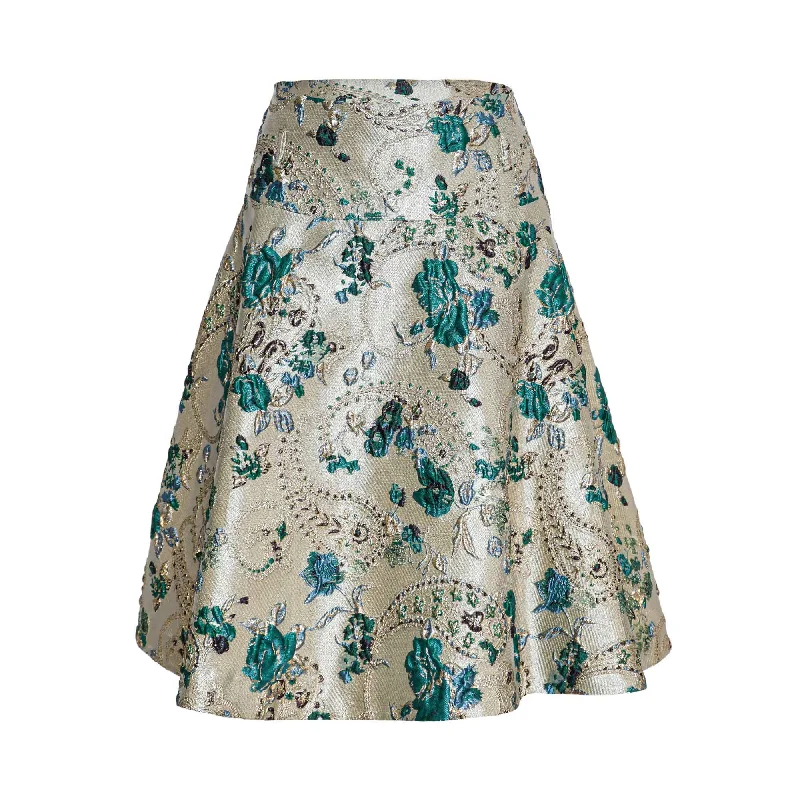 Barbara Rizzi Atelier Audrey Brocade Green Skirt cashmere skirt fine
