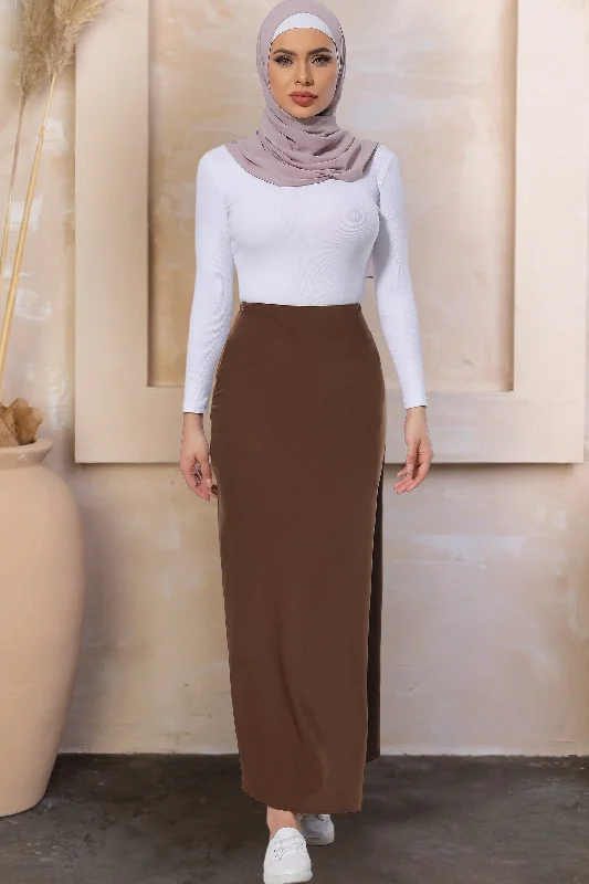 Brown Satin Maxi Skirt-CLEARANCE wool skirt thick