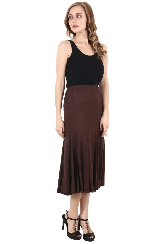 Brown Solid Skirt with Frill leather skirt bold