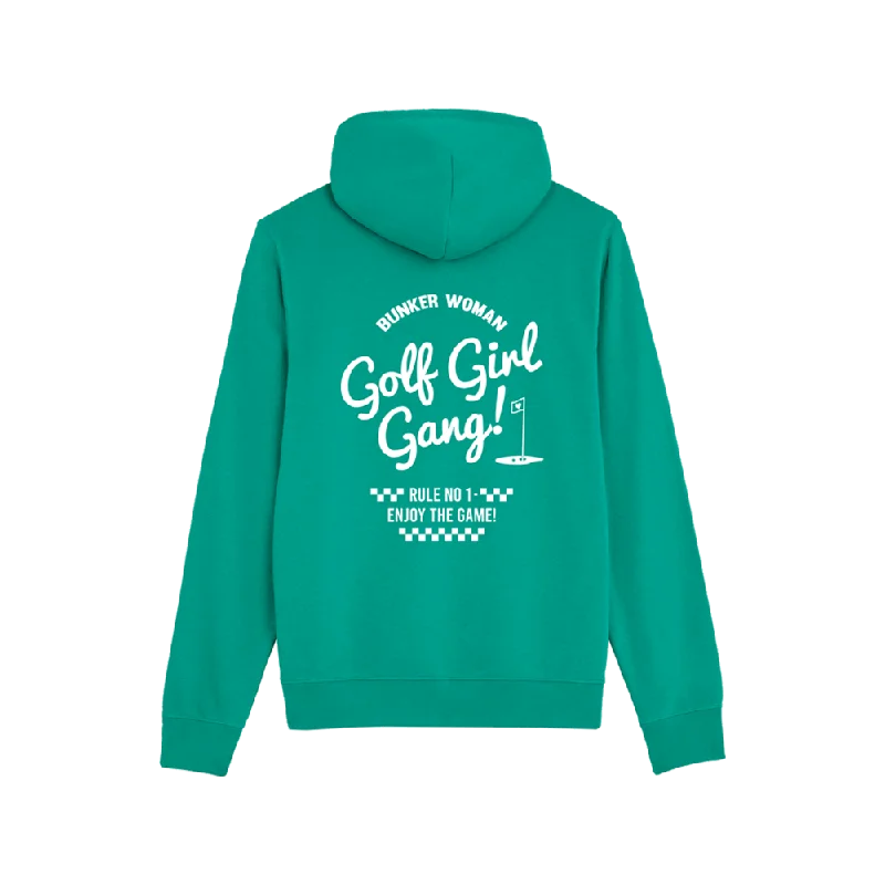 Bunker Woman Retro Crest Hoodie Green Hoodie with Distressed Vintage Worn