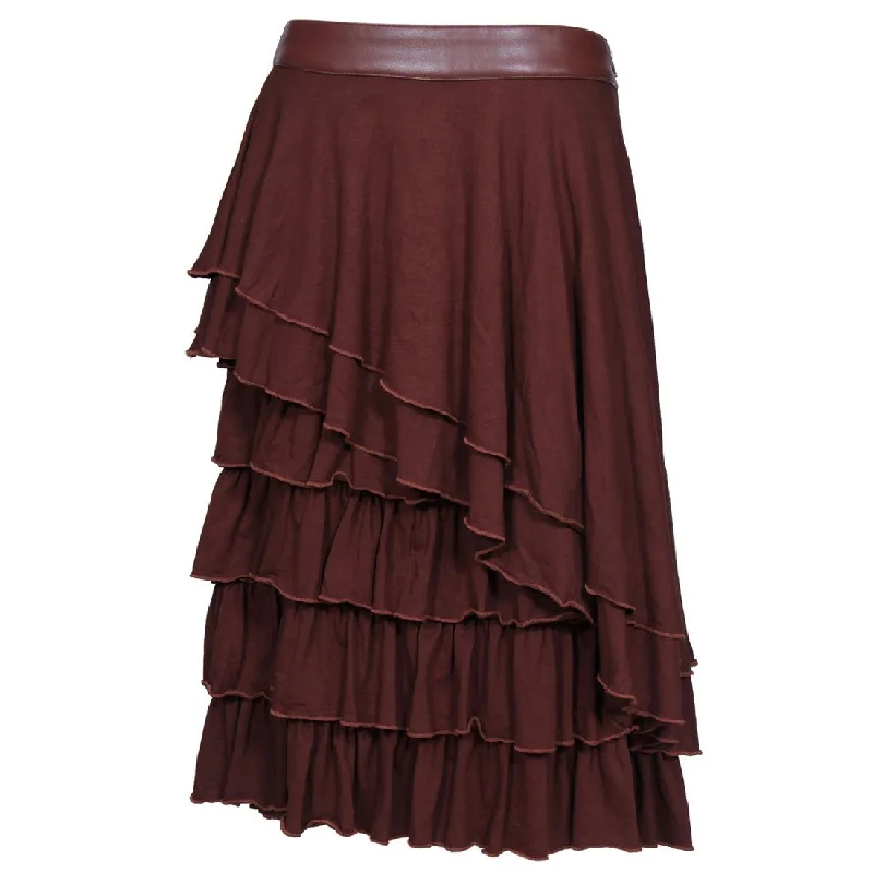 Bushman Cotton Knitted Frilled Mid Steampunk Skirt cotton skirt soft