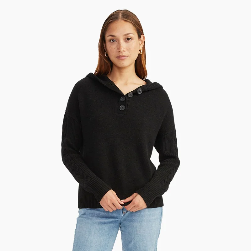 Cable Knit Sleeve Henley Hoodie Hoodie Jacket Zipper Layering