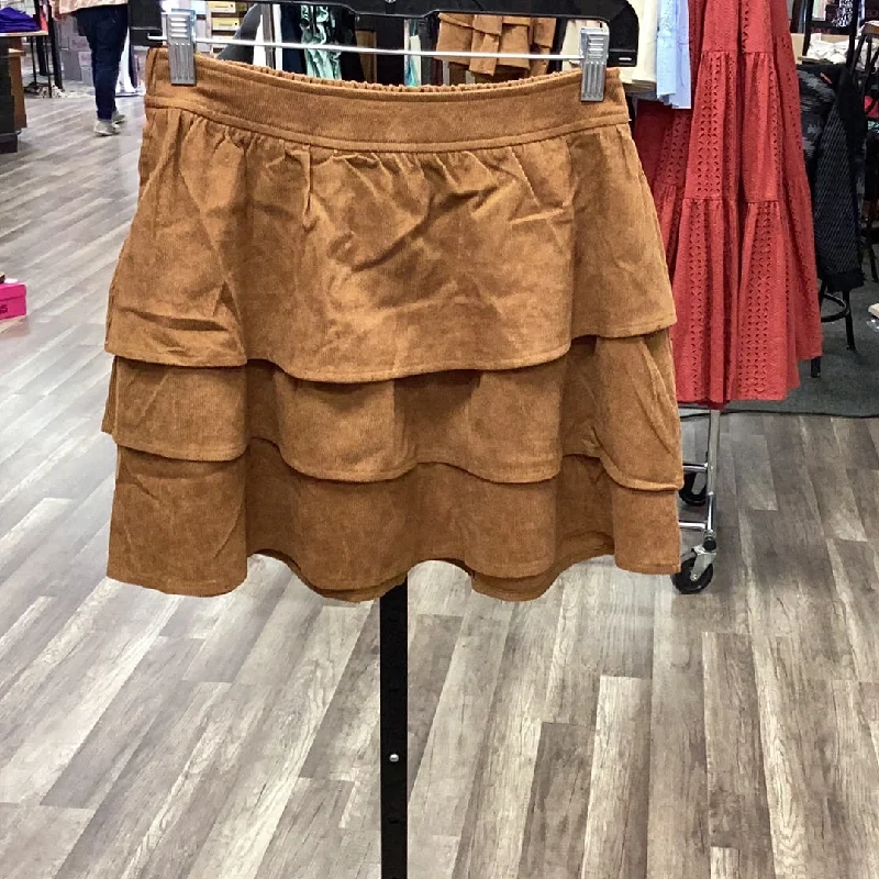 Camel Ruffle Skirt slim fit skirt