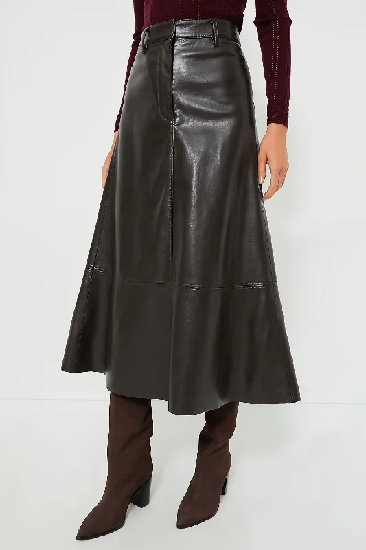 Chocolate Cassia Leather Skirt chiffon skirt floaty