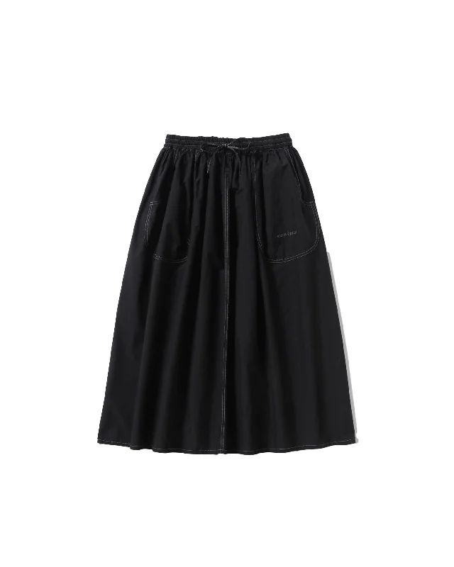 Cordura Cotton Rip Skirt - Black elastic waist skirt