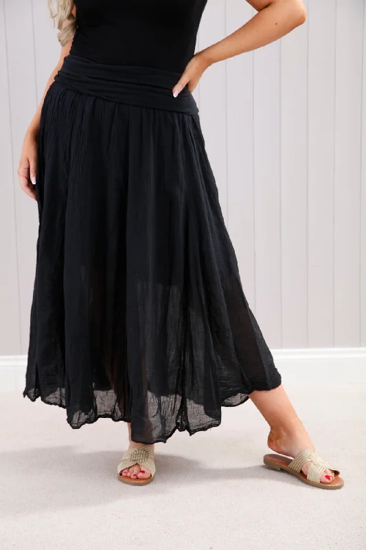 Crinkle Skirt Black wrap skirt elegant