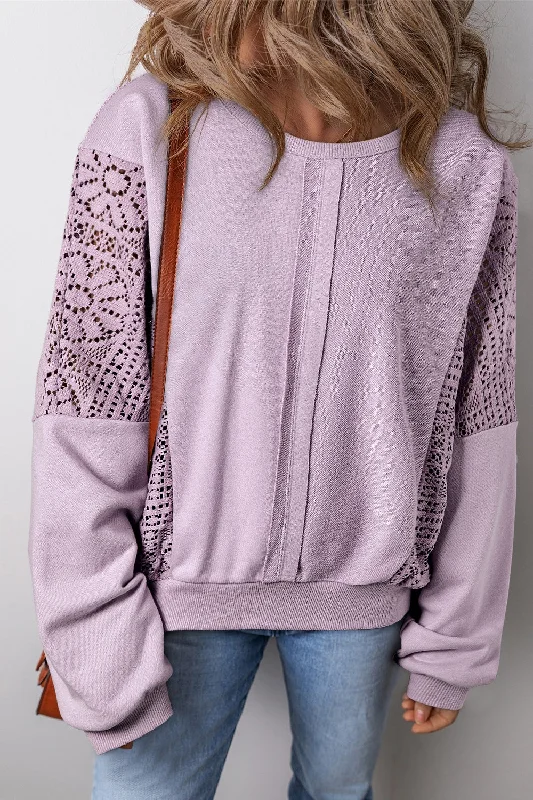 Crochet Long Sleeve Sweatshirt in 2 Colors Hoodie with Tie-Dye Psychedelic Retro