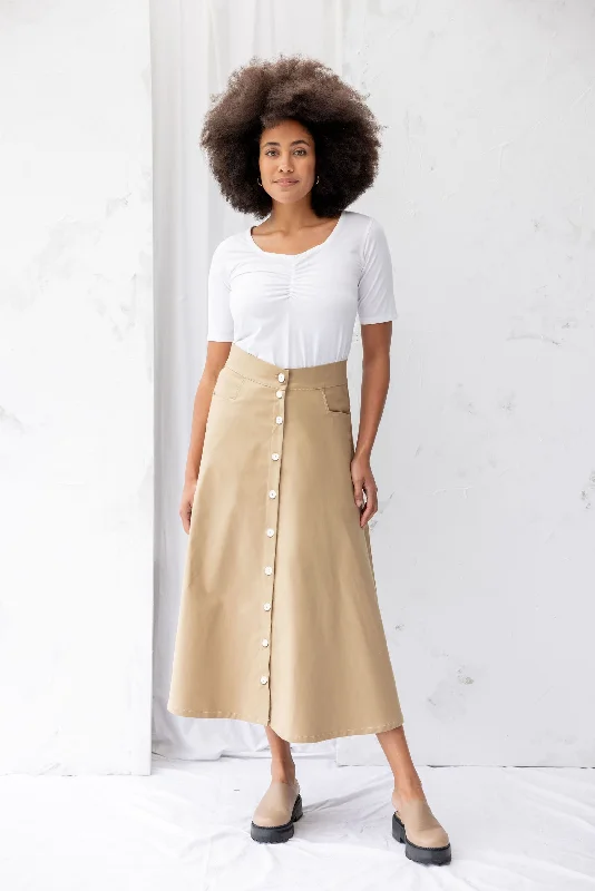 Cruise Skirt | Tan high slit skirt