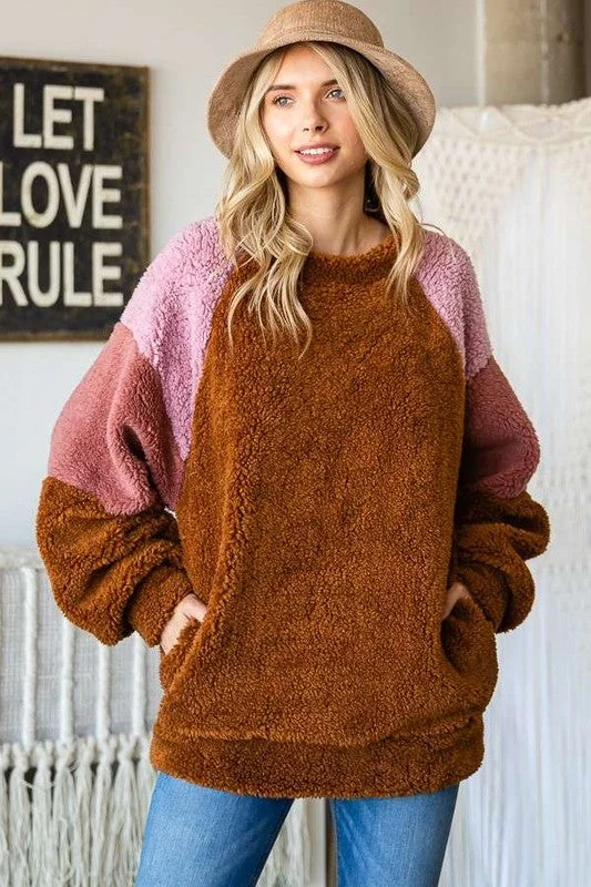 Culture Code Color Block Faux Fur Raglan Sleeve Sweatshirt Hoodie with Camouflage Military Edgy Culture Code Color Block Faux Fur Raglan Sleeve Sweatshirt Hoodie with Camouflage Military Edgy