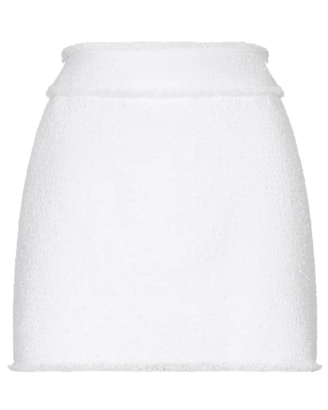 Light Cream Tweed Mini Skirt lace skirt intricate