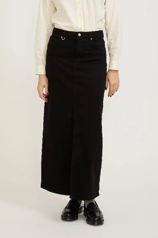 Darcy Maxi Skirt Luxe Black denim skirt classic