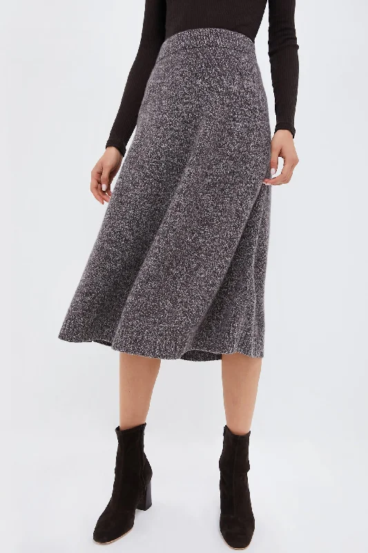 Dark Brown Piega Skirt elastic waist skirt