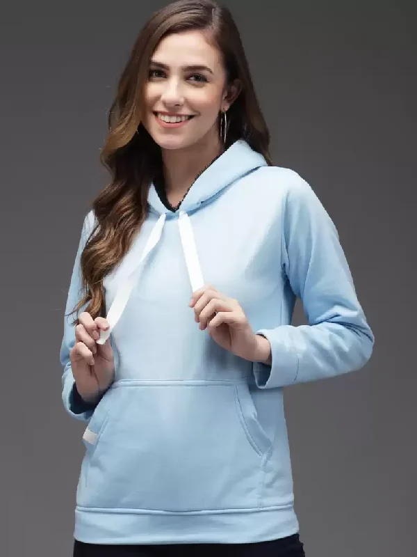 TANDUL  Full Sleeve Solid Women Sweatshirt Hoodie with Zipper Placket Modern Functional