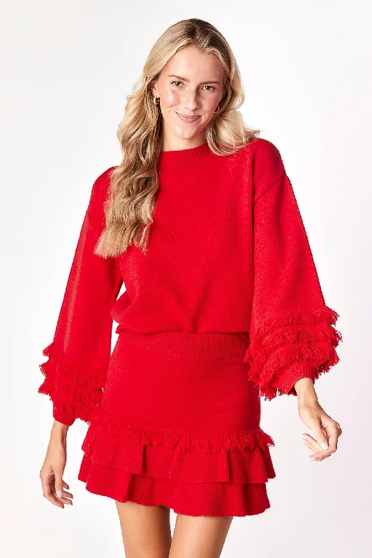 Day Dream Mini Skirt Red chiffon skirt airy