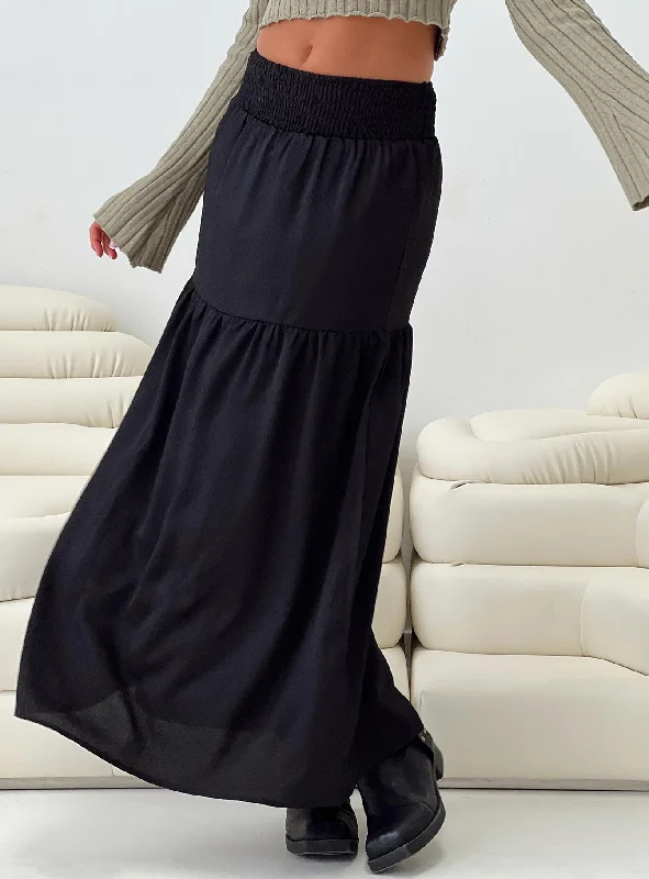 Dion Maxi Skirt Black velvet skirt luxurious