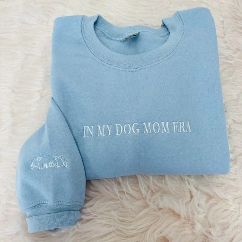 Dog Mama Sweatshirt, Hoodie Embroidered with Dog Ear, Name, Quote Hoodie with Rhinestones Sparkly Elegant