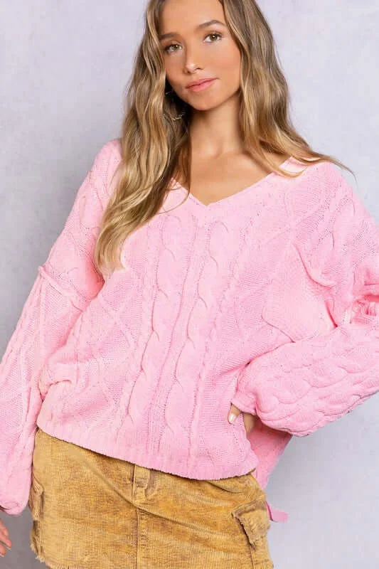 Dreamy V-Neck Sweater with Chain Detail Stylish Fashionable Trendy