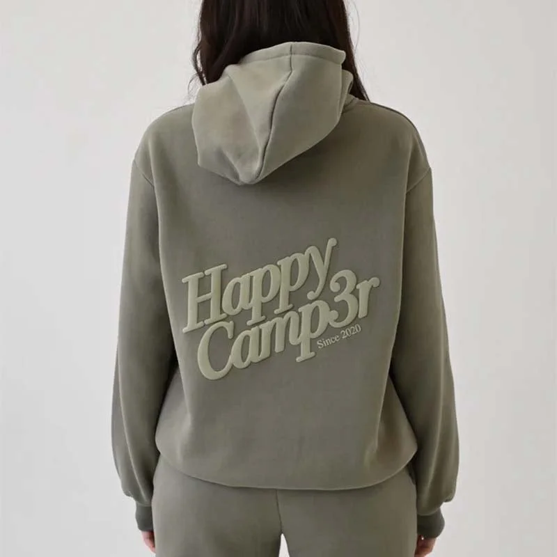 Dusty Olive Puff Hoodie Hoodie with Earth Tones Natural Calm