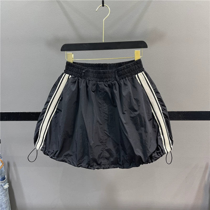 Elastic Waist Striped Casual Skirt mini skirt trendy