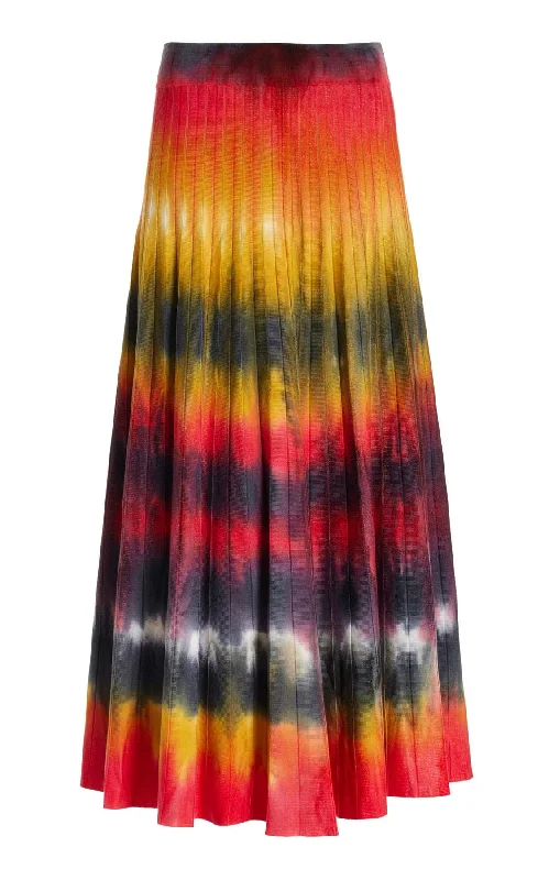 Ella Knit Midi Skirt in Fire Tie Dye Cashmere corduroy skirt durable