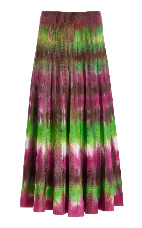 Ella Knit Midi Skirt in Jewel Tie Dye Cashmere elastic waist skirt