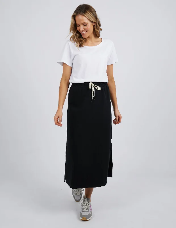 Elm Travel Skirt Black silk skirt lustrous