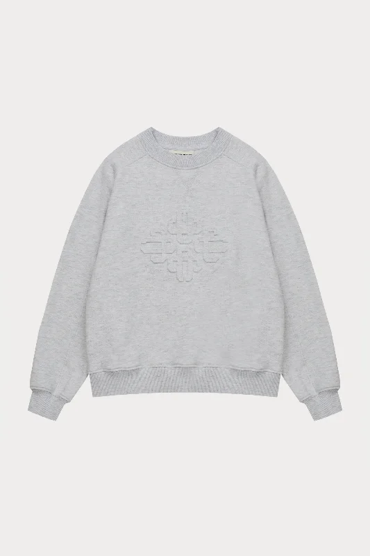 EMBOSSED SWEATSHIRT - GREY MARL Hoodie with Strings Custom Fit Adjustable