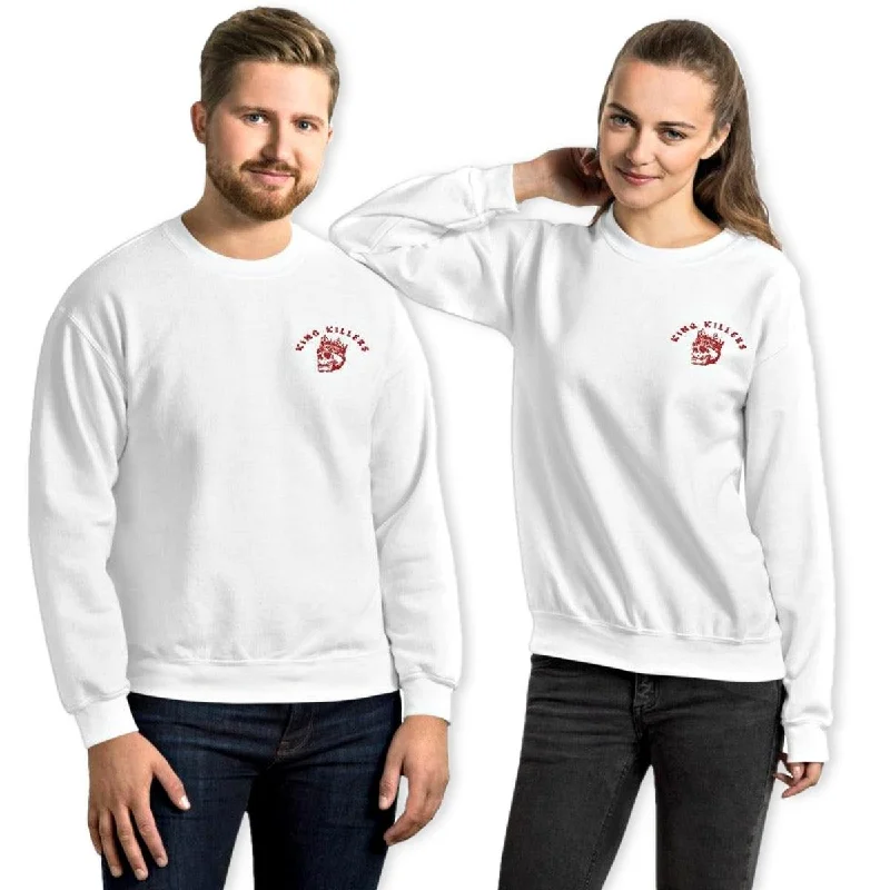 King Killers Embroidered Crewneck Sweatshirt Hoodie with Side Slits Relaxed Casual