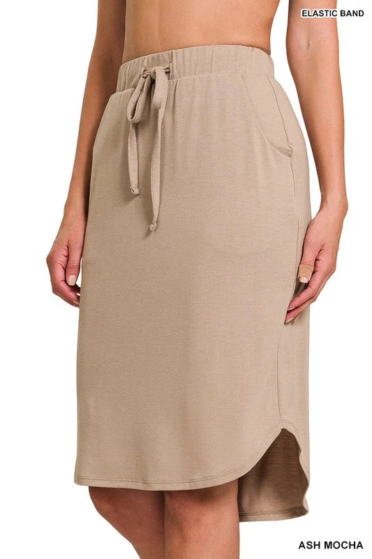 Emma Beige Jogger Skirt silk skirt lustrous