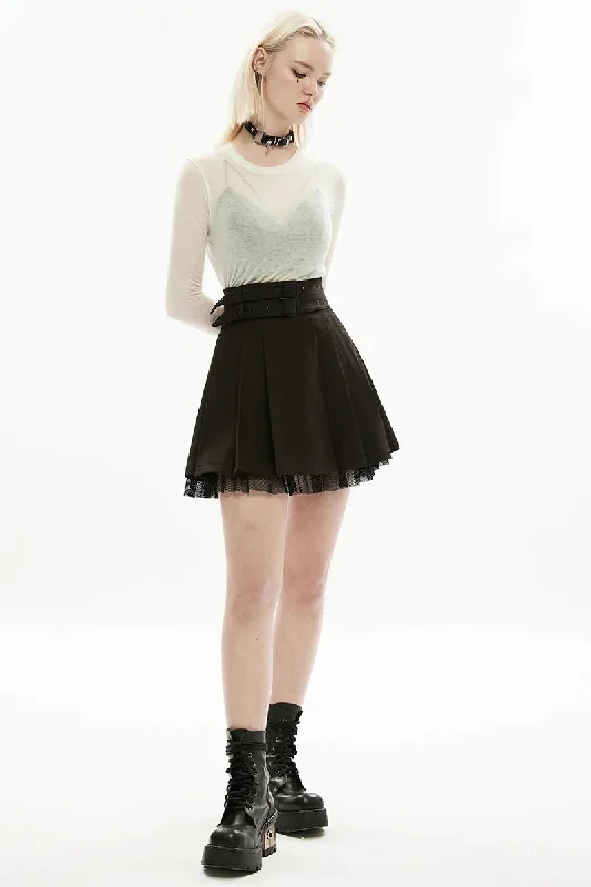 Women's Dark Daily Elastic Waist Pleated Gauze Style Personality with Detachable Waistband Skirt chiffon skirt floaty