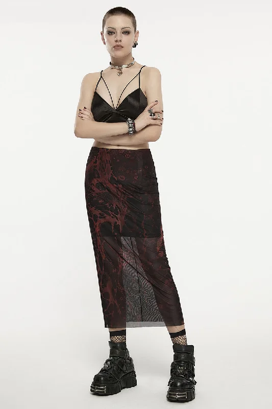 Women's Gothic Original Irregular Lava Pattern Printed Gauze Straight Fashion Soft Personality Sexy Skirt wool skirt warm