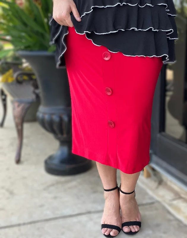 Faux Button Pencil Skirt lace skirt delicate
