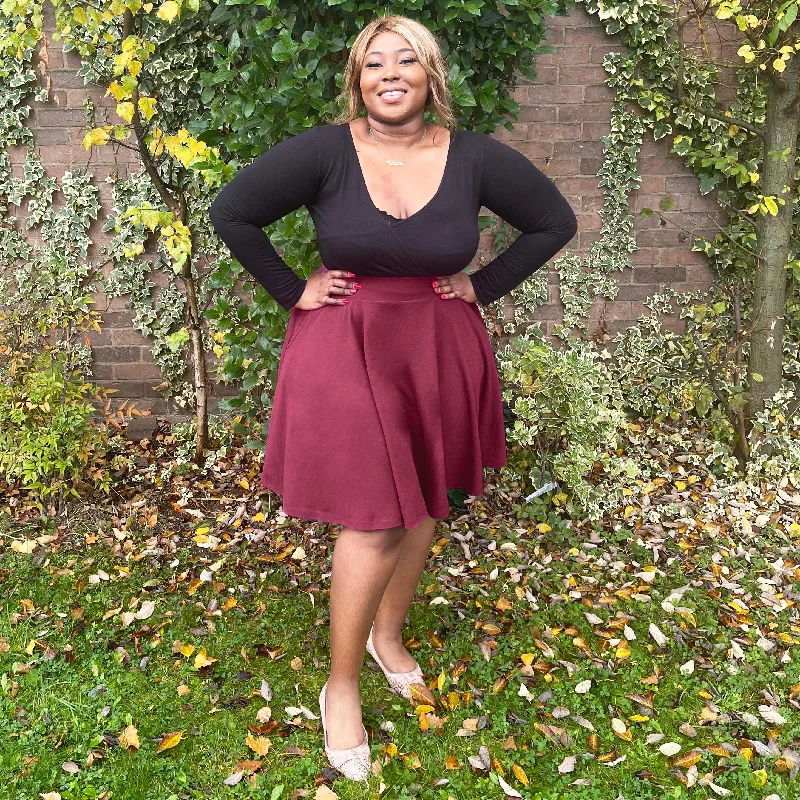 Flare Skirt - Burgundy leather skirt sleek