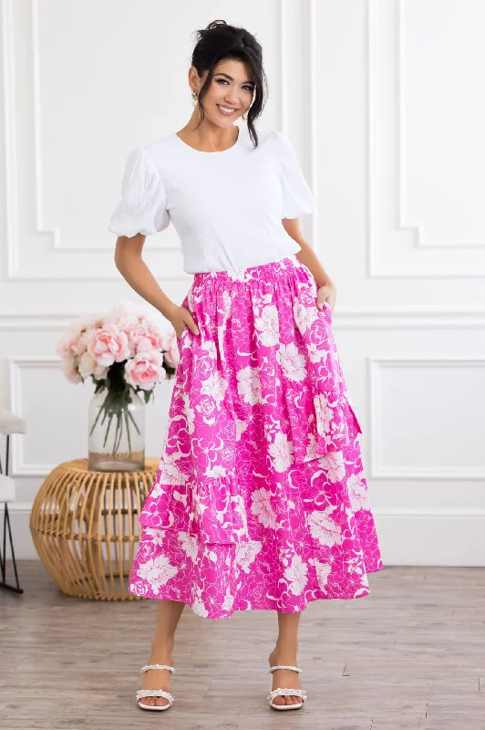 Flower Fields Maxi Skirt linen skirt natural