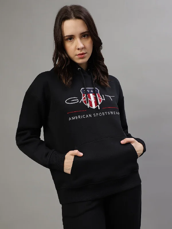 Gant Women Embroidered Hooded Full Sleeves Sweatshirt Hoodie with Thumb Holes Functional Cozy Gant Women Embroidered Hooded Full Sleeves Sweatshirt Hoodie with Thumb Holes Functional Cozy
