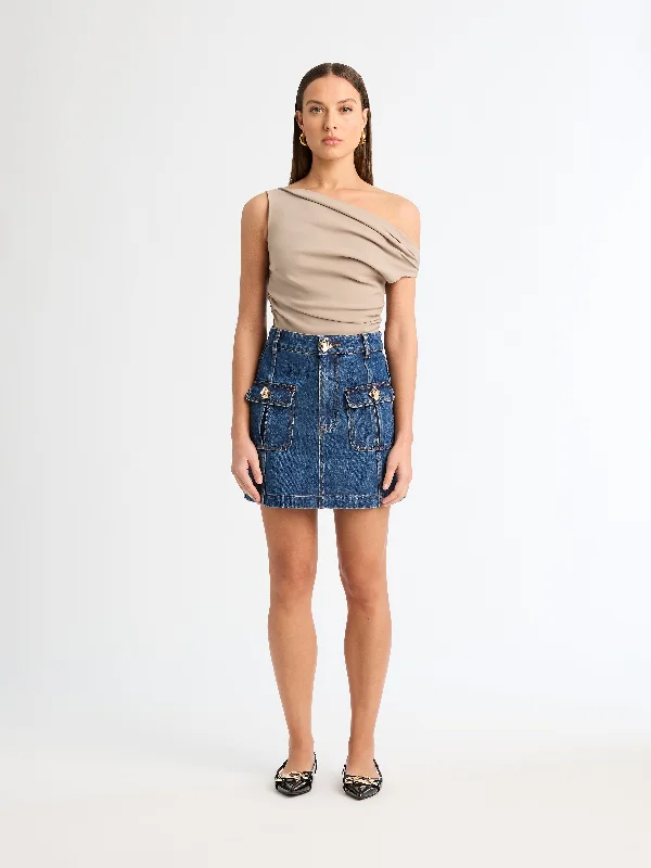 GEMMA DENIM SKIRT floral skirt print