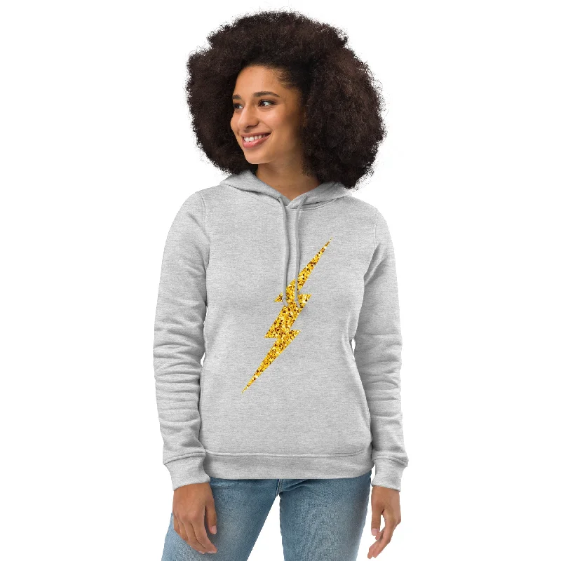 Glitter Bolt Women's Eco Fitted Hoodie Hoodie with Relaxed Fit Easy Casual