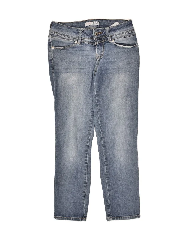 GUESS Womens Cropped Jeans W26 L24 Blue Cotton Trendy Plus Size Jeans