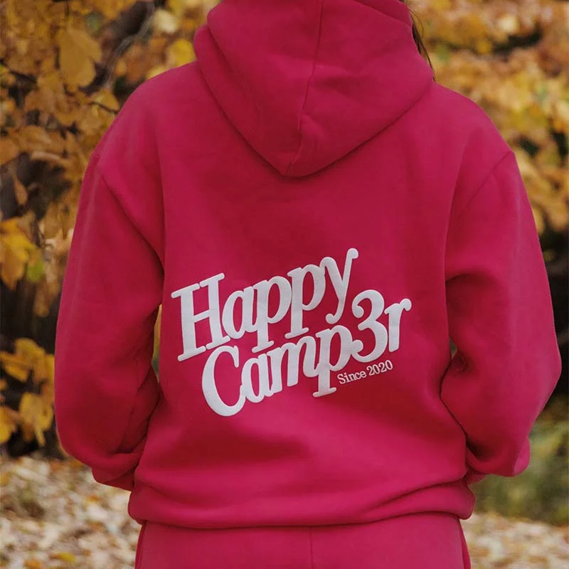 Hot Pink Puff Hoodie Hoodie with Thumb Holes Functional Cozy