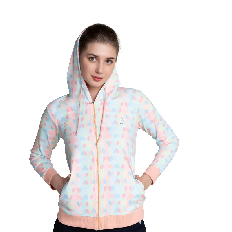 Heart Printed Full Sleeves Zipper Hoodie Sweatshirt For Women Hoodie with Cuffed Sleeves Snug Secure Heart Printed Full Sleeves Zipper Hoodie Sweatshirt For Women Hoodie with Cuffed Sleeves Snug Secure