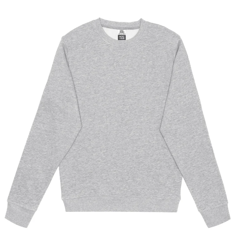 HERO-1020 Unisex Blank Crewneck Sweatshirt - Sport Grey Hoodie with Button Placket Classic Preppy HERO-1020 Unisex Blank Crewneck Sweatshirt - Sport Grey Hoodie with Button Placket Classic Preppy