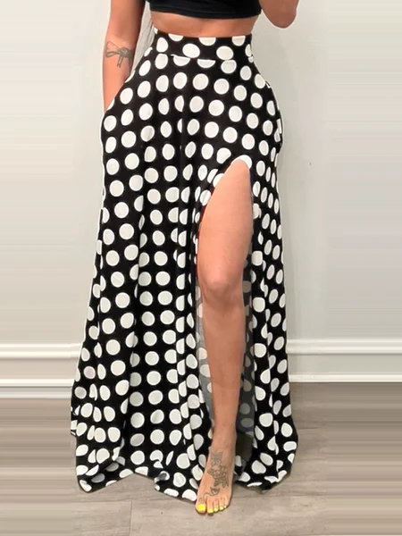 High-waisted Print Polka Dot Skirt lace skirt romantic