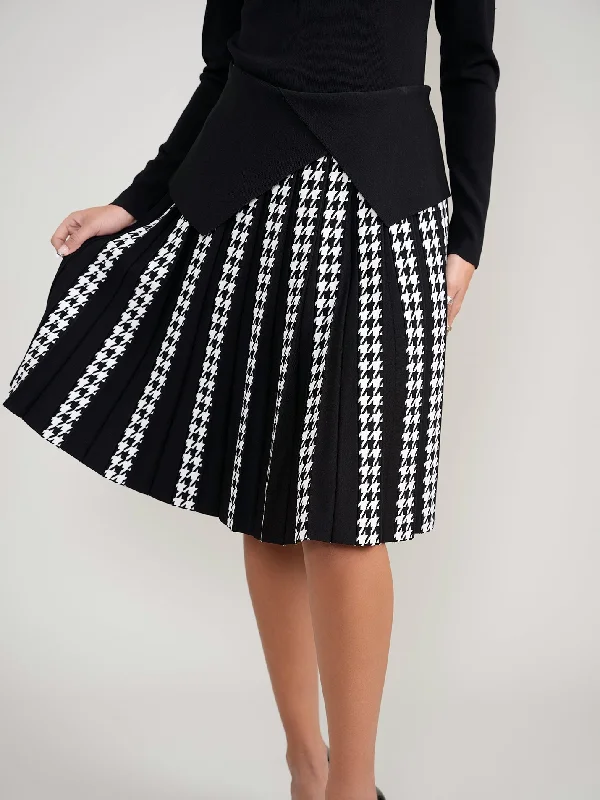 Houndstooth Knit Pleated Skirt cashmere skirt soft