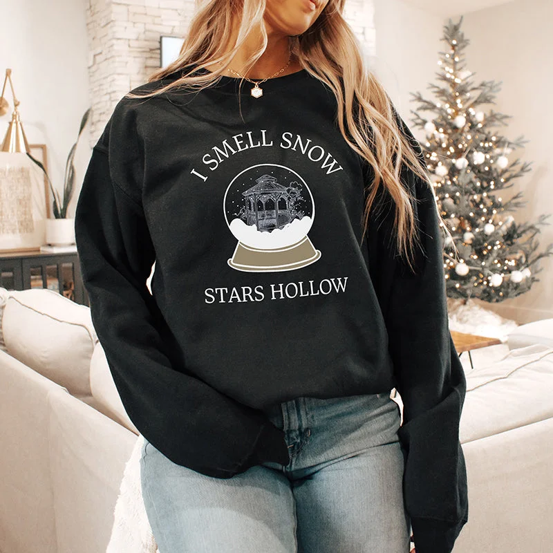 I Smell Snow Stars Hollow Sweatshirt Hoodie with Turtle Neck Cozy Winter