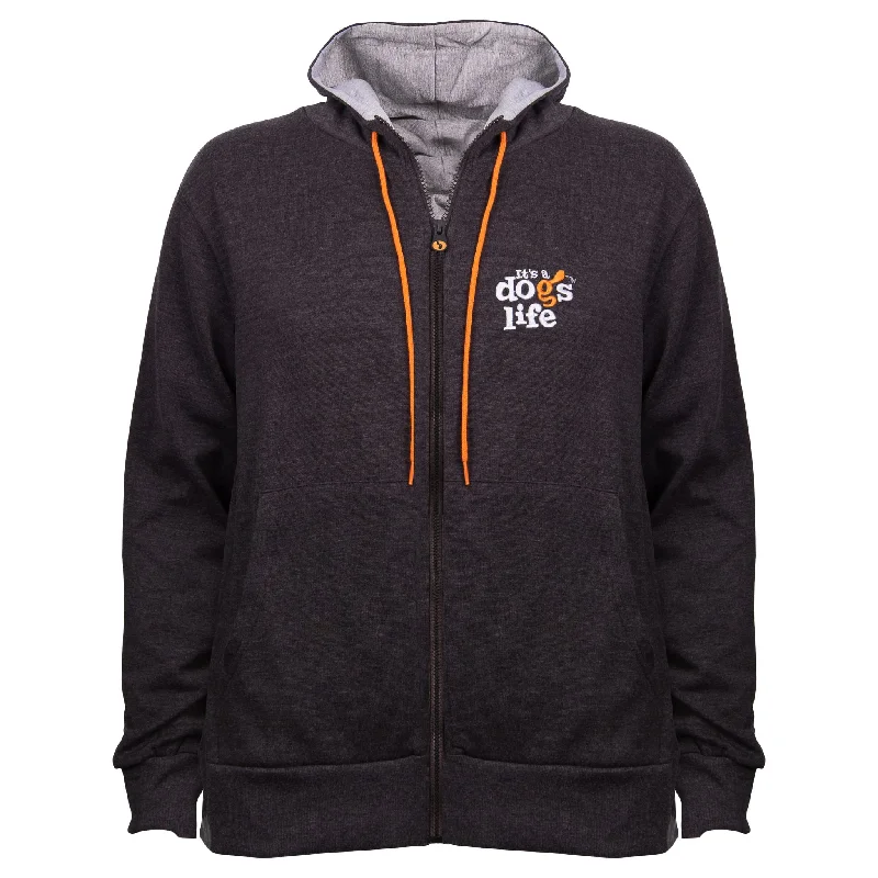 Full Zip Hoodie - Black Marl Hoodie Dress Longline Feminine