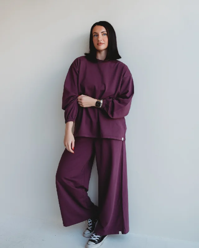Ivy Relax Plum Sweatshirt Hoodie with Stripes Bold Sporty