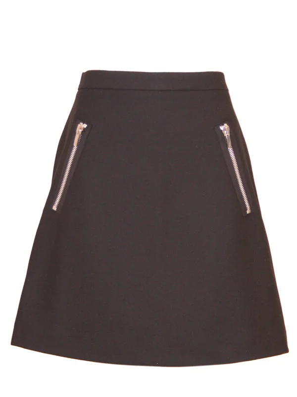 Black Wool Skirt floral skirt print