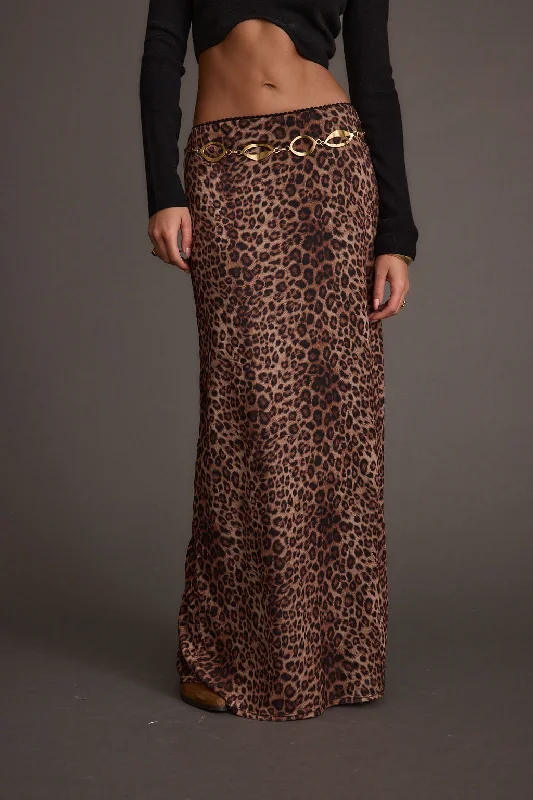 Julia Leopard Print Maxi Skirt corduroy skirt textured