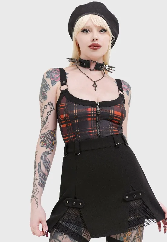 Killstar - Wrong Way Home Black - Skirt ribbed skirt waist