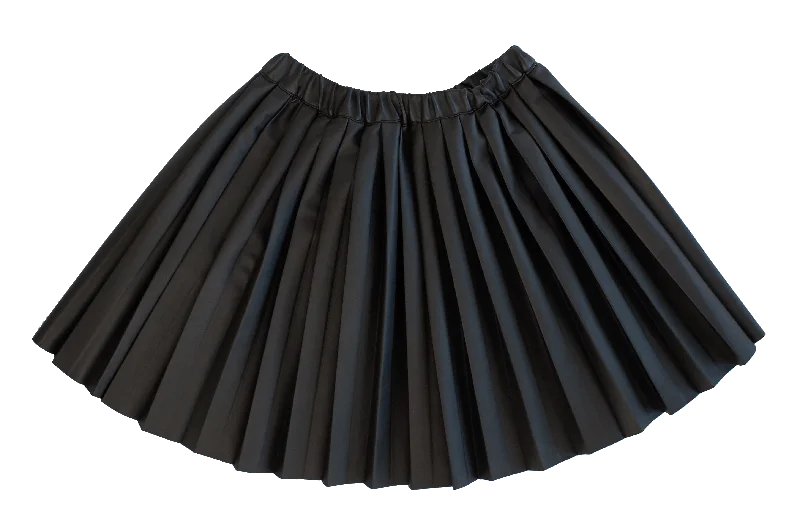 KIPP BLACK LEATHER PLEATED SKIRT casual skirt length